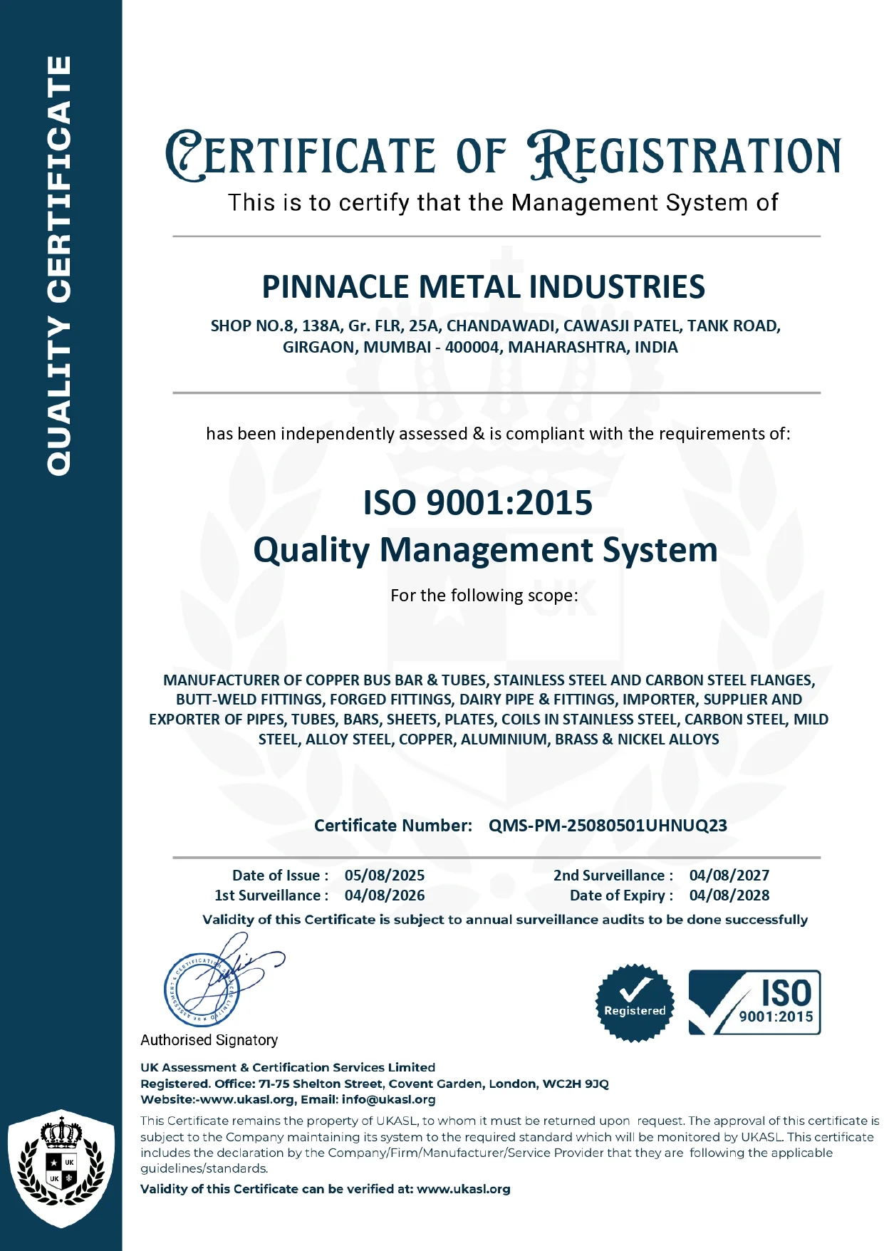 ISO 9001:2015 QMS